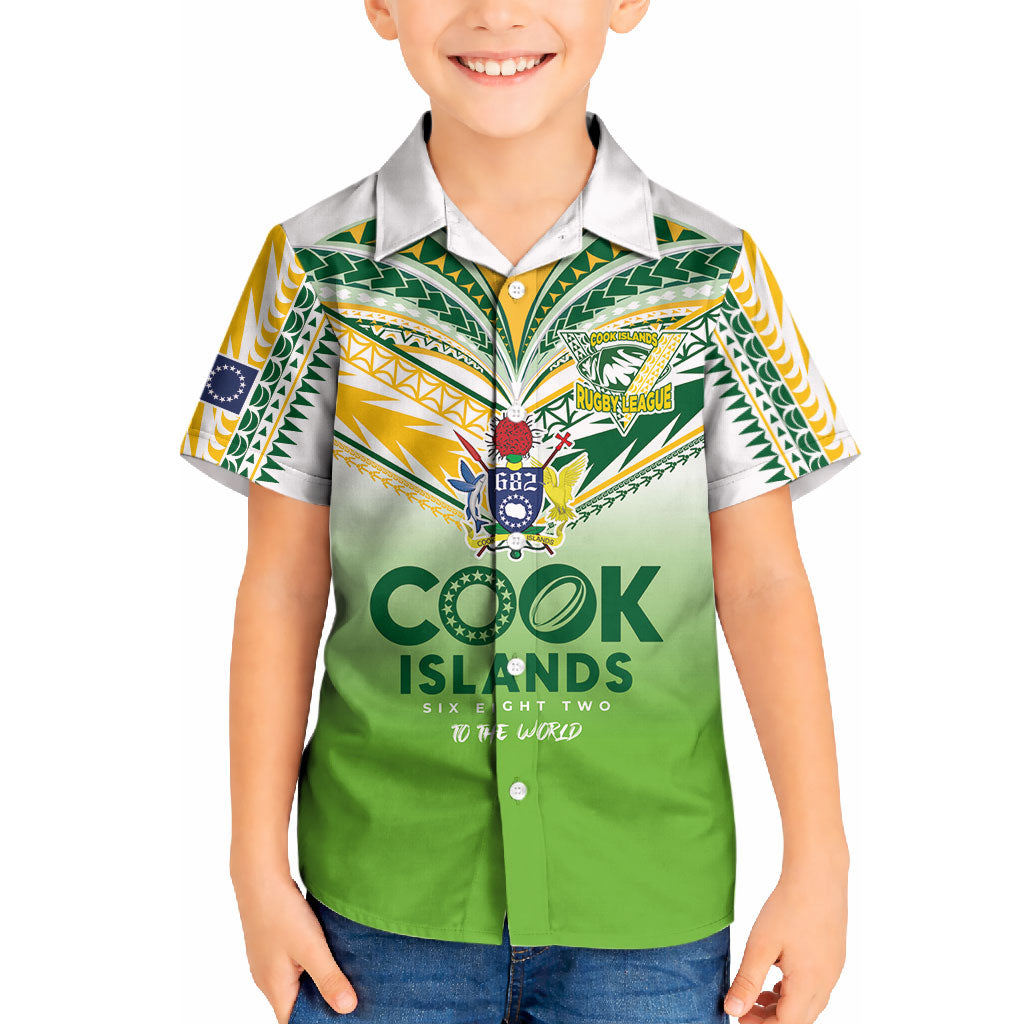 Cook Islands Rugby Kid Hawaiian Shirt Six Eight Two to The World - Tatau Tribal Motif