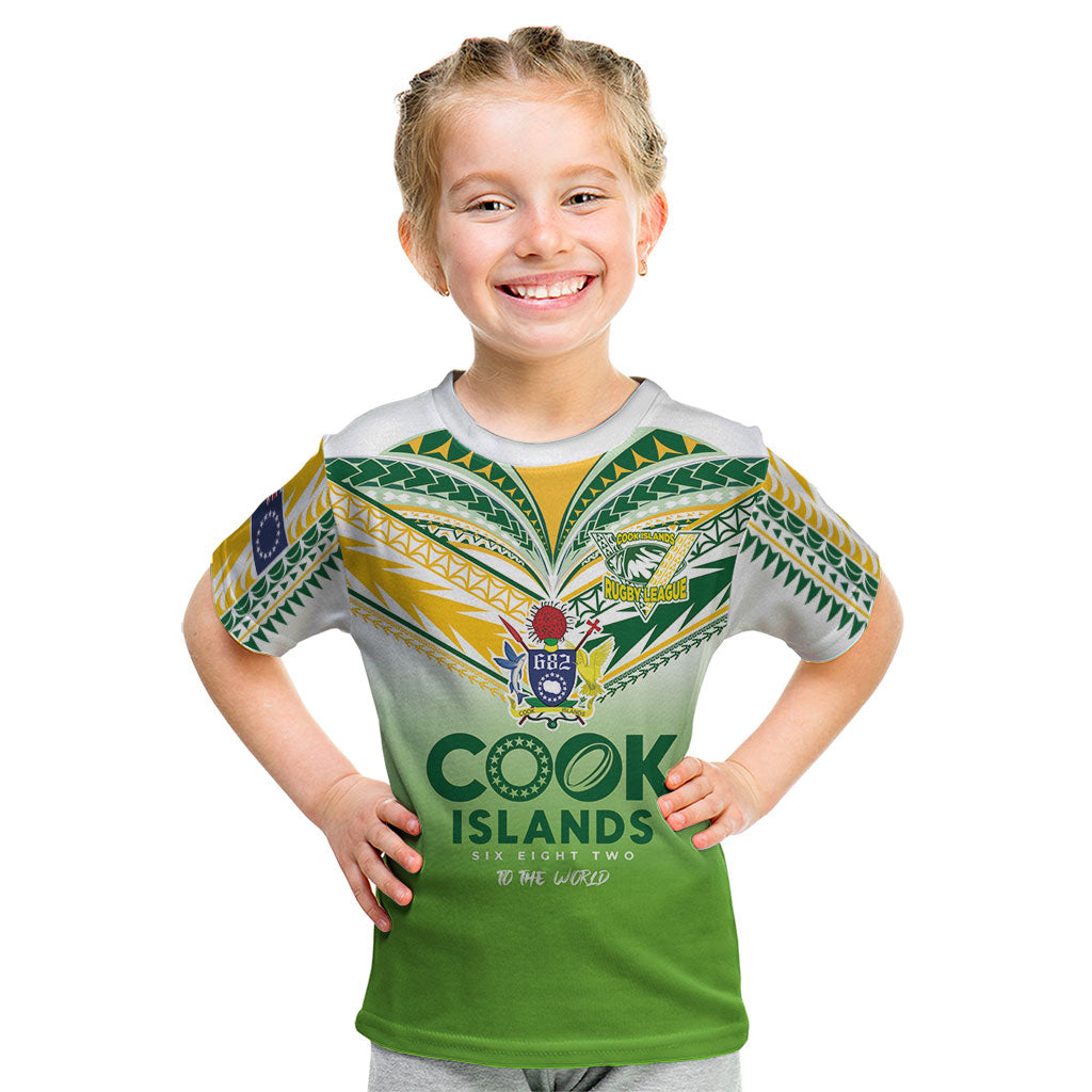 Cook Islands Rugby Kid T Shirt Six Eight Two to The World - Tatau Tribal Motif