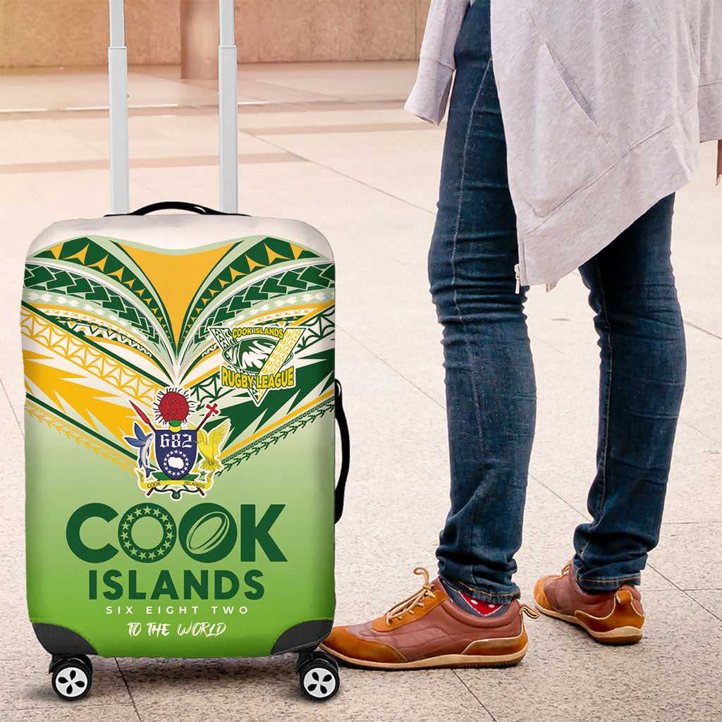 Cook Islands Rugby Luggage Cover Six Eight Two to The World - Tatau Tribal Motif