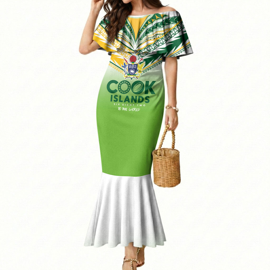 Cook Islands Rugby Mermaid Dress Six Eight Two to The World - Tatau Tribal Motif