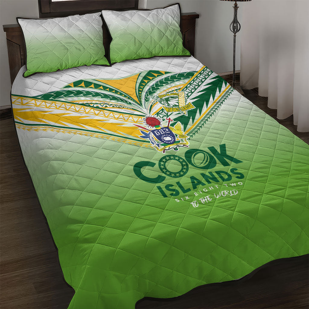 Cook Islands Rugby Quilt Bed Set Six Eight Two to The World - Tatau Tribal Motif