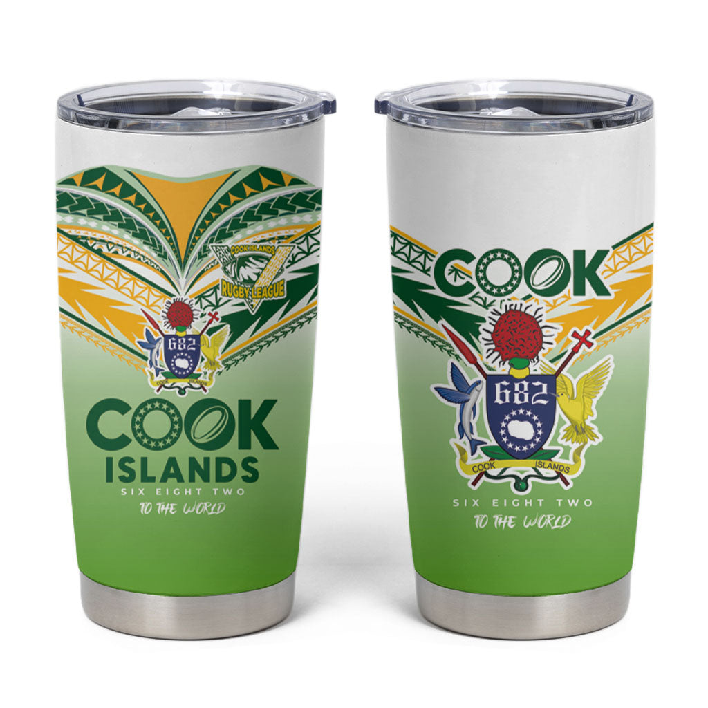 Cook Islands Rugby Tumbler Cup Six Eight Two to The World - Tatau Tribal Motif