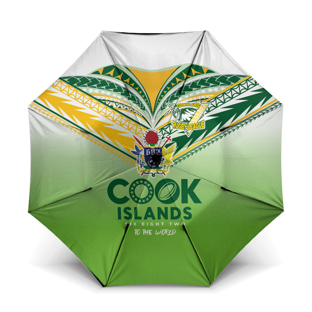 Cook Islands Rugby Umbrella Six Eight Two to The World - Tatau Tribal Motif