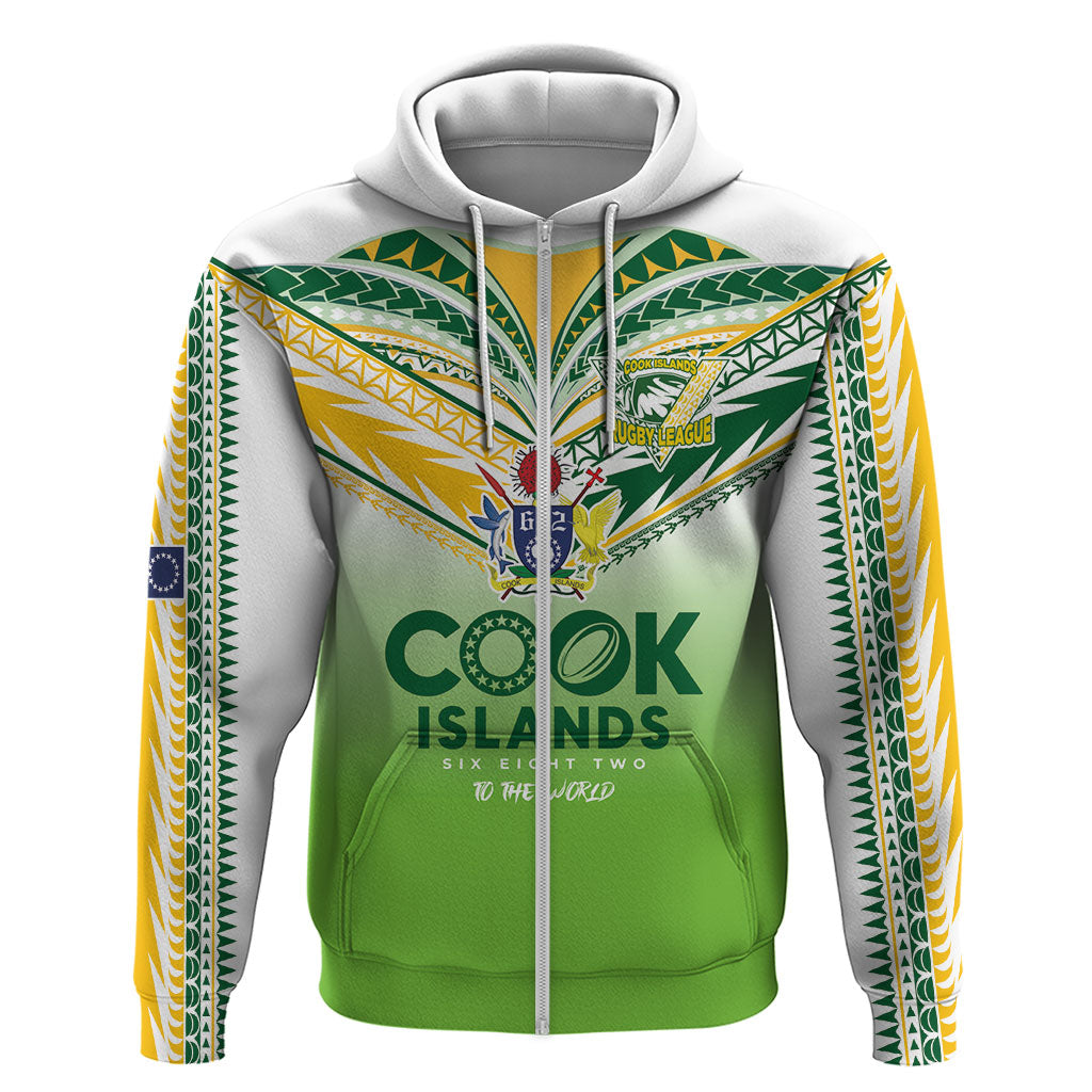 Cook Islands Rugby Zip Hoodie Six Eight Two to The World - Tatau Tribal Motif