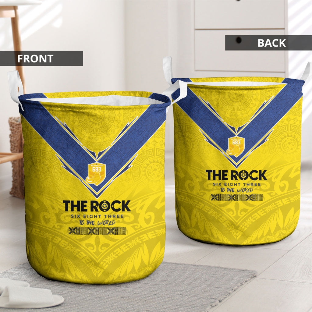 Niue Rugby Laundry Basket Six Eight Three to The World - Hiapo Tribal Motif LT03 - Polynesian Pride