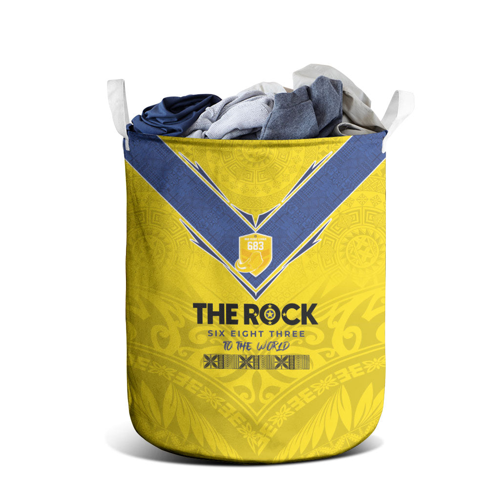 Niue Rugby Laundry Basket Six Eight Three to The World - Hiapo Tribal Motif LT03 - Polynesian Pride