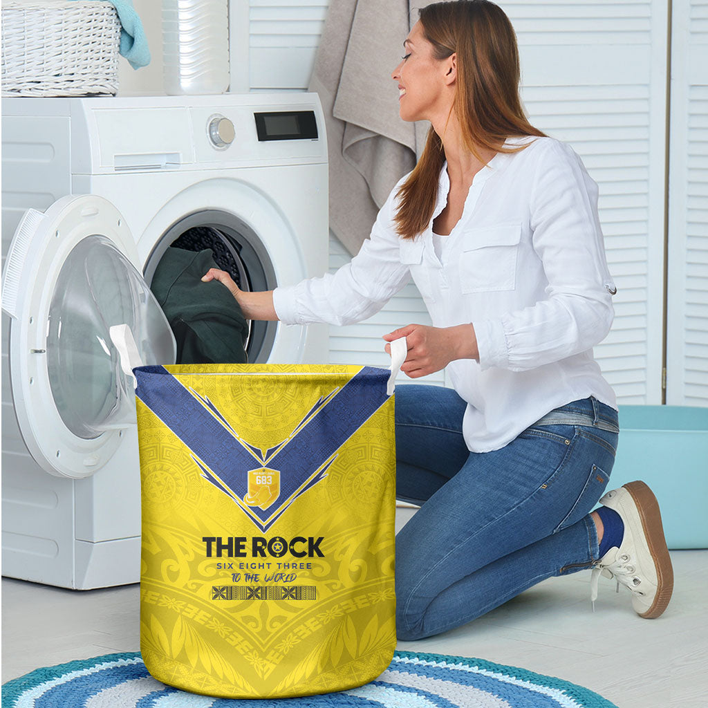 Niue Rugby Laundry Basket Six Eight Three to The World - Hiapo Tribal Motif LT03 - Polynesian Pride