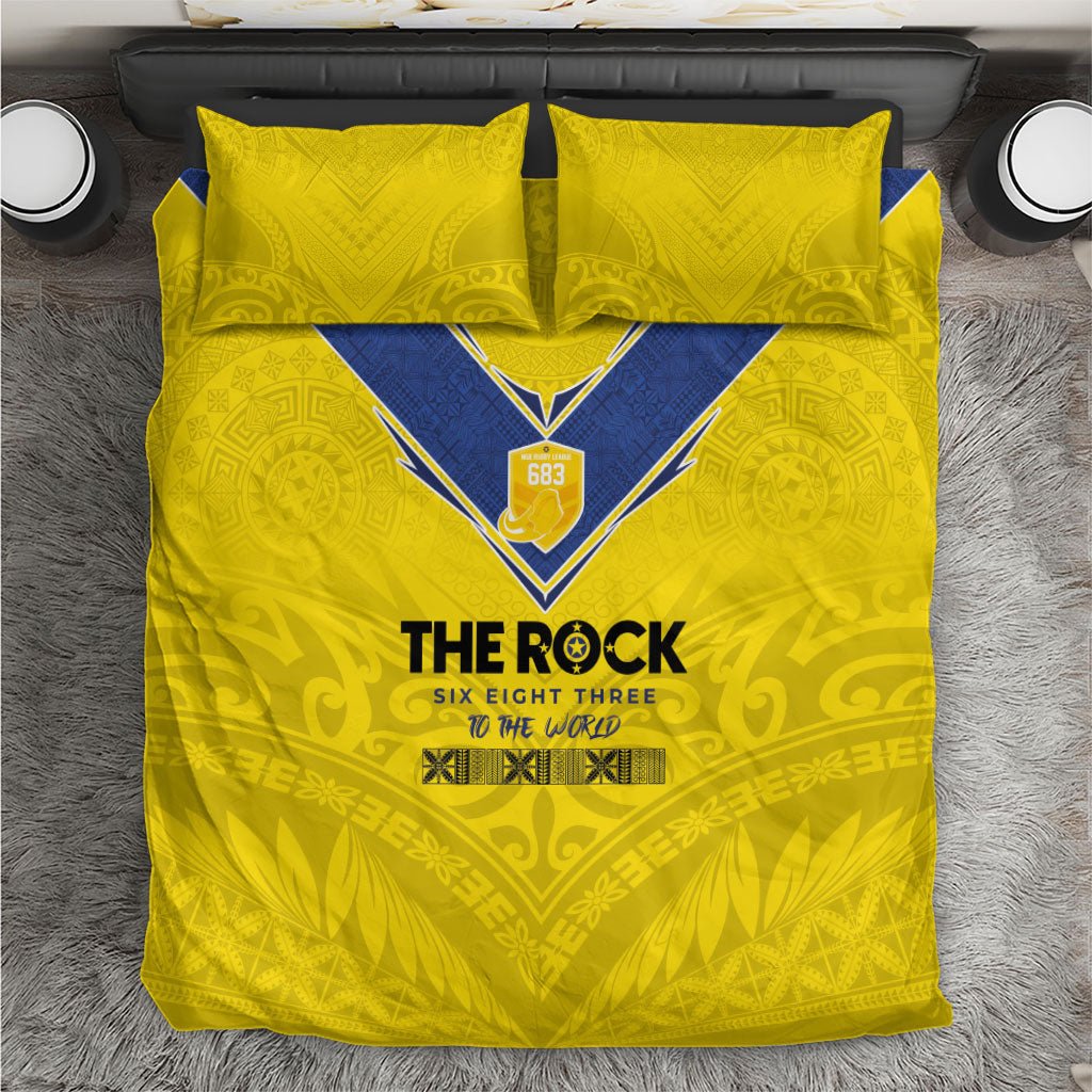 Niue Rugby Bedding Set Six Eight Three to The World - Hiapo Tribal Motif