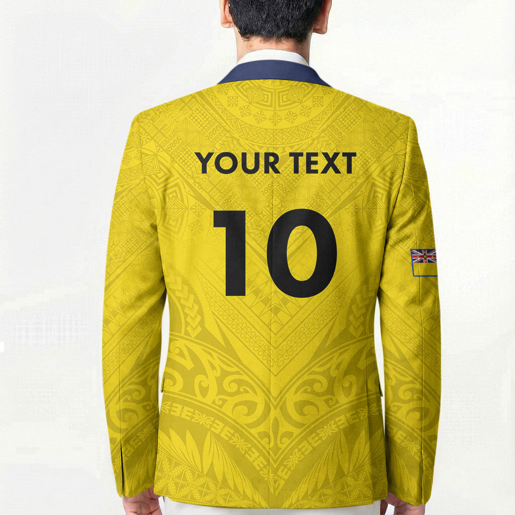 Niue Rugby Custom Blazer Six Eight Three to The World - Hiapo Tribal Motif