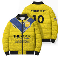 Niue Rugby Custom Bomber Puffer Jacket Six Eight Three to The World - Hiapo Tribal Motif
