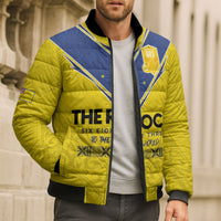 Niue Rugby Custom Bomber Puffer Jacket Six Eight Three to The World - Hiapo Tribal Motif
