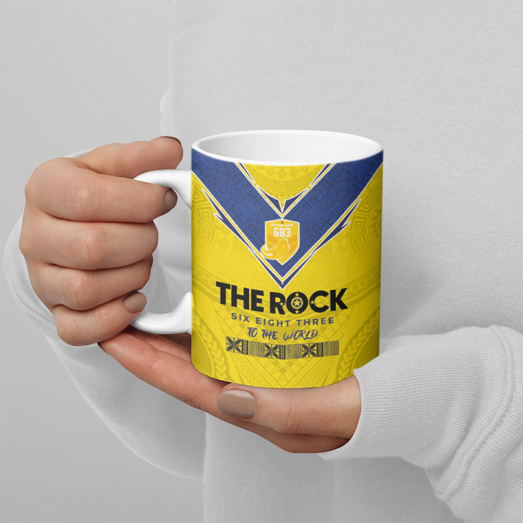 Niue Rugby Custom Ceramic Mug Six Eight Three to The World - Hiapo Tribal Motif