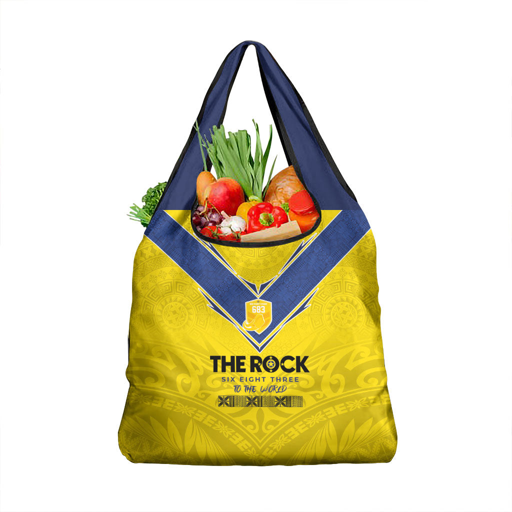 Niue Rugby Grocery Bag Six Eight Three to The World - Hiapo Tribal Motif