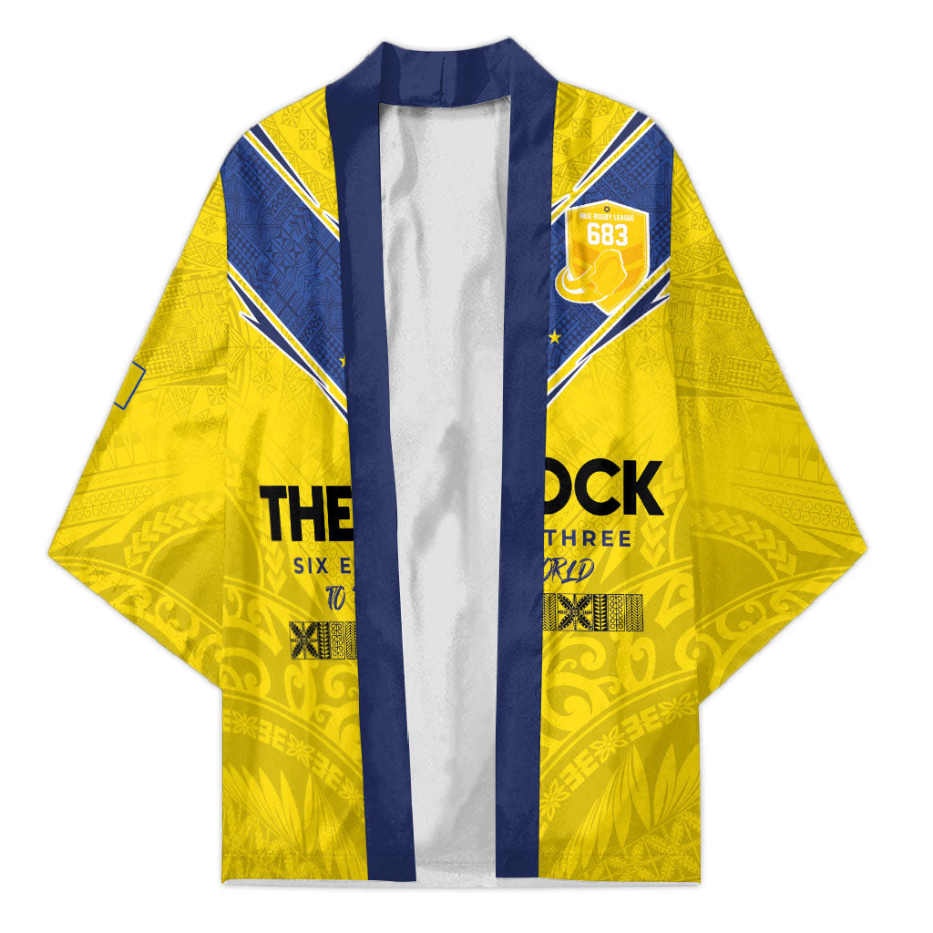 Niue Rugby Custom Kimono Six Eight Three to The World - Hiapo Tribal Motif LT03 Unisex Multicolor - Polynesian Pride