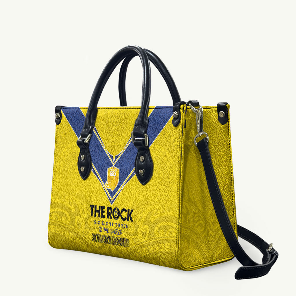 Niue Rugby Leather Bag Six Eight Three to The World - Hiapo Tribal Motif