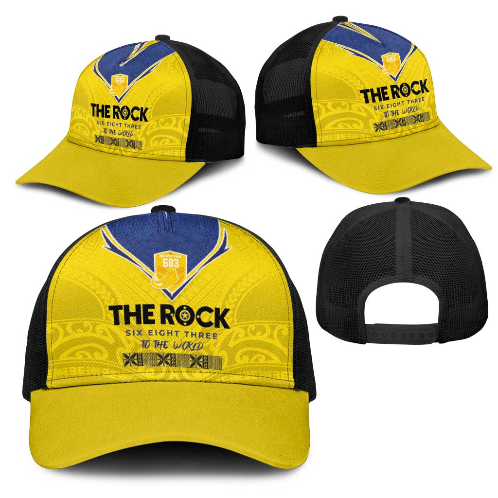 Niue Rugby Mesh Trucker Cap Six Eight Three to The World - Hiapo Tribal Motif LT03 - Polynesian Pride