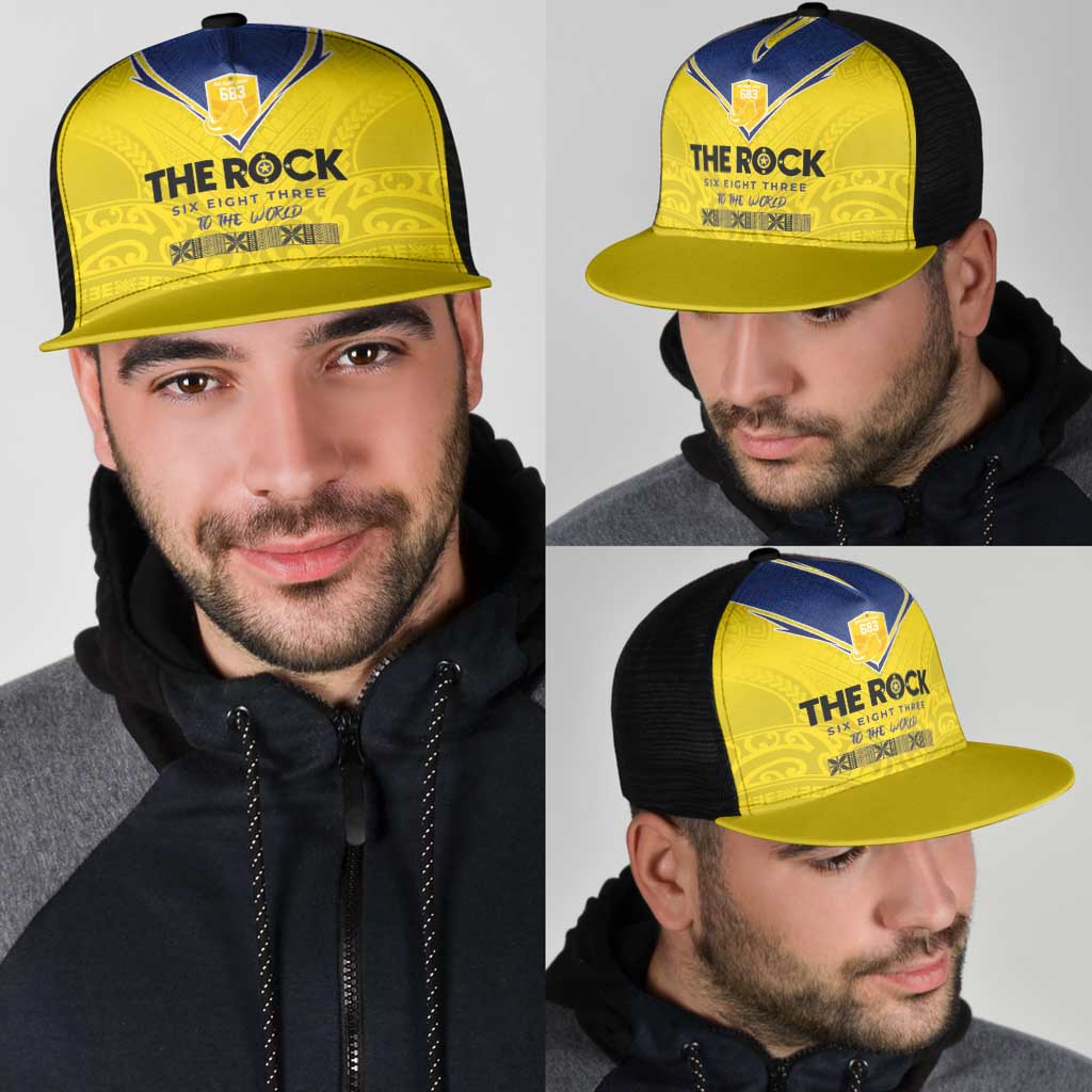 Niue Rugby Mesh Trucker Cap Six Eight Three to The World - Hiapo Tribal Motif LT03 - Polynesian Pride