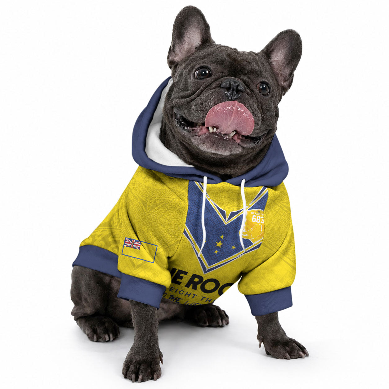 Niue Rugby Custom Pet Hoodie Six Eight Three to The World - Hiapo Tribal Motif LT03 - Polynesian Pride