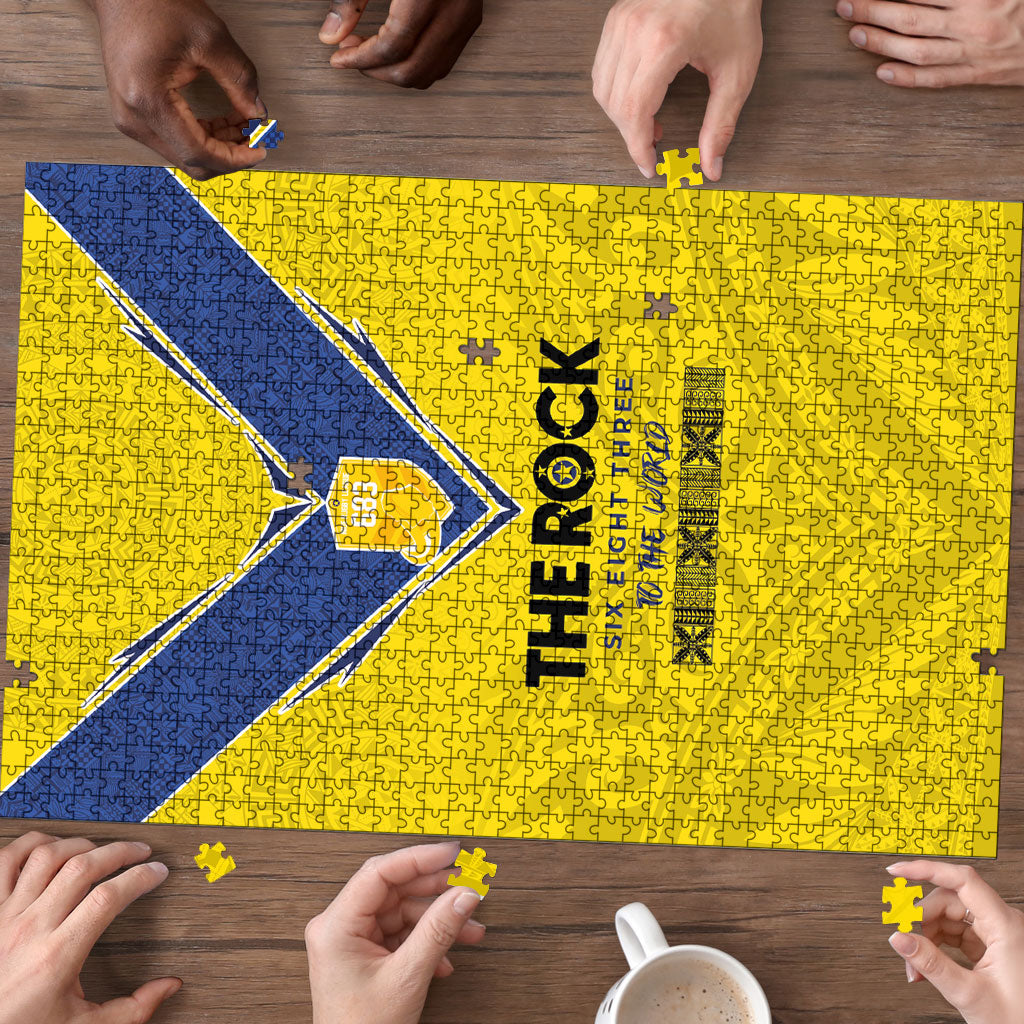Niue Rugby Puzzle Six Eight Three to The World - Hiapo Tribal Motif LT03 - Polynesian Pride