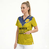 Niue Rugby Custom Scrub Top Six Eight Three to The World - Hiapo Tribal Motif