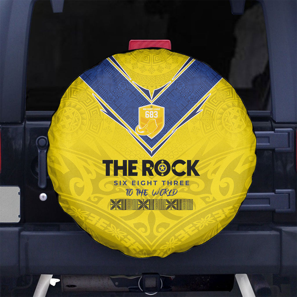 Niue Rugby Spare Tire Cover Six Eight Three to The World - Hiapo Tribal Motif LT03 No hole Multicolor - Polynesian Pride