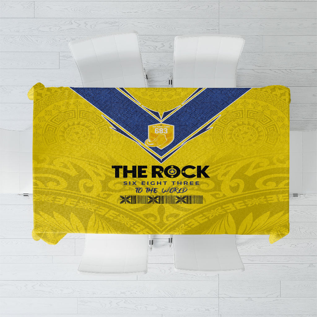 Niue Rugby Tablecloth Six Eight Three to The World - Hiapo Tribal Motif