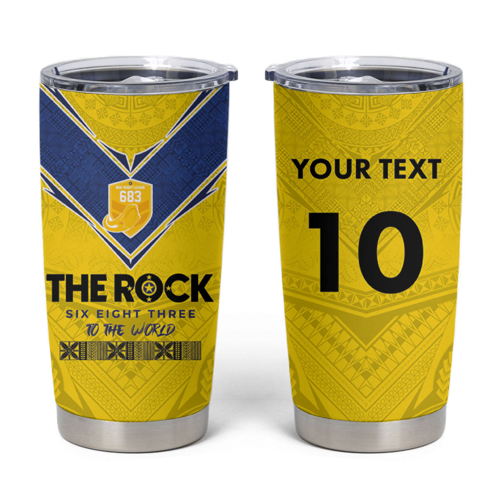 Niue Rugby Custom Tumbler Cup Six Eight Three to The World - Hiapo Tribal Motif LT03 Multicolor - Polynesian Pride