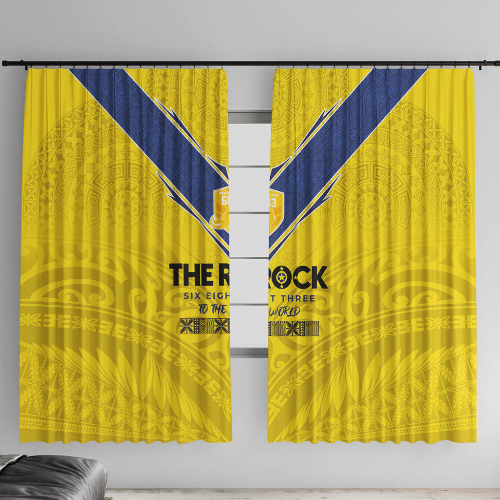 Niue Rugby Window Curtain Six Eight Three to The World - Hiapo Tribal Motif LT03 With Hooks Multicolor - Polynesian Pride