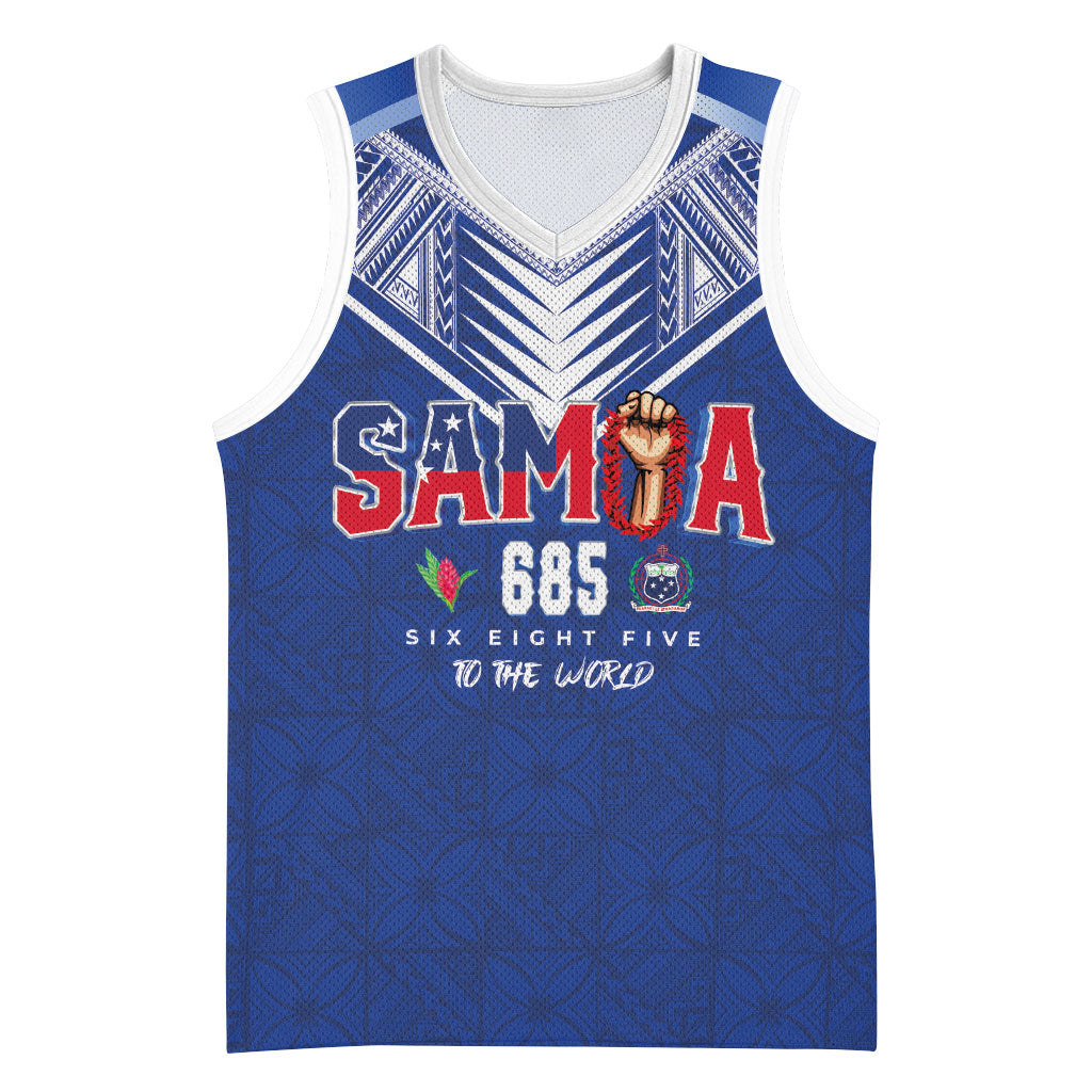 Samoa Rugby Custom Basketball Jersey Six Eight Five to The World - Pacific Motif LT03 Unisex Multicolor - Polynesian Pride