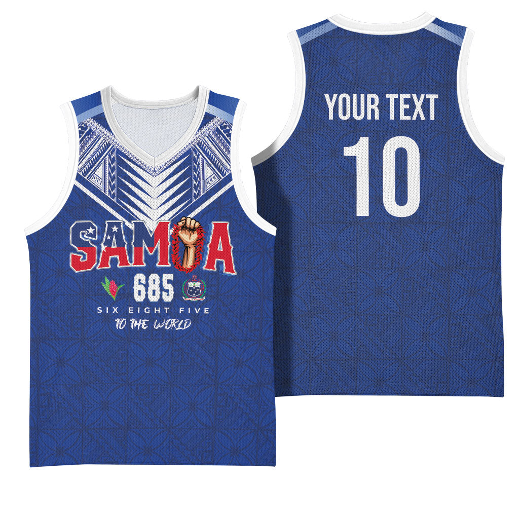 Samoa Rugby Custom Basketball Jersey Six Eight Five to The World - Pacific Motif