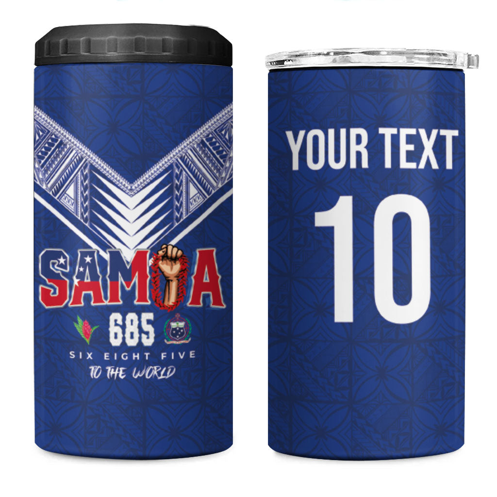 Samoa Rugby Custom 4 in 1 Can Cooler Tumbler Six Eight Five to The World - Pacific Motif