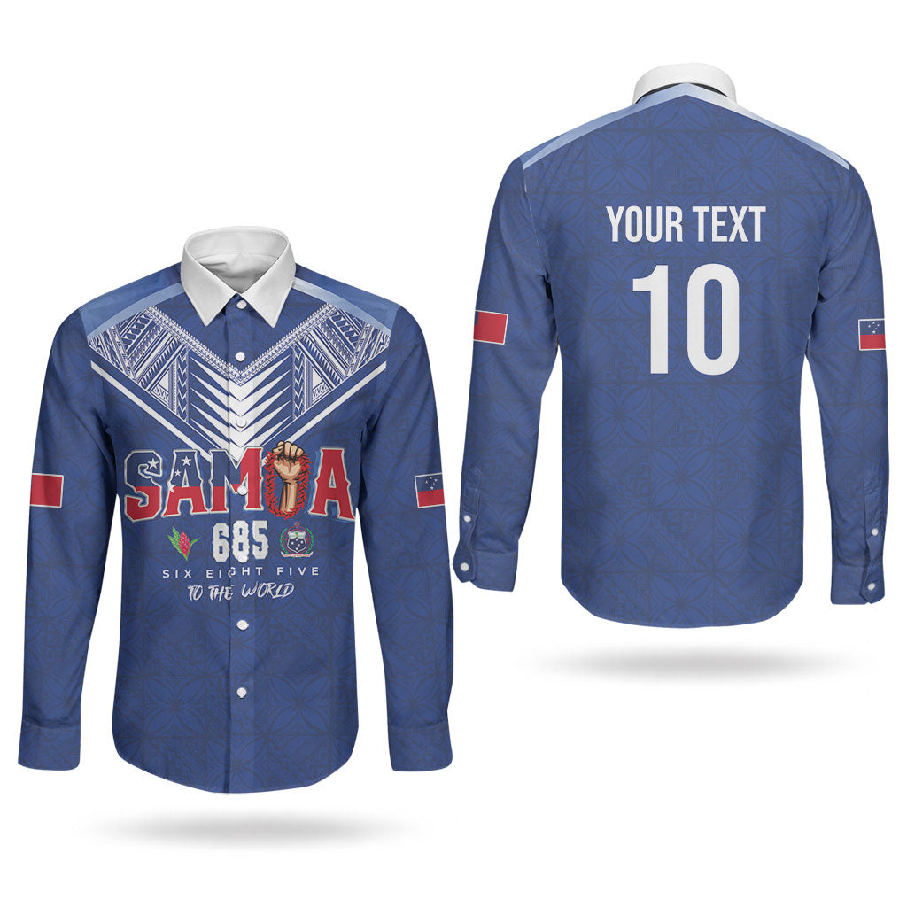 Samoa Rugby Custom Couples Matching Summer Maxi Dress and Long Sleeve Button Shirt Six Eight Five to The World - Pacific Motif