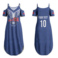 Samoa Rugby Custom Couples Matching Summer Maxi Dress and Long Sleeve Button Shirt Six Eight Five to The World - Pacific Motif
