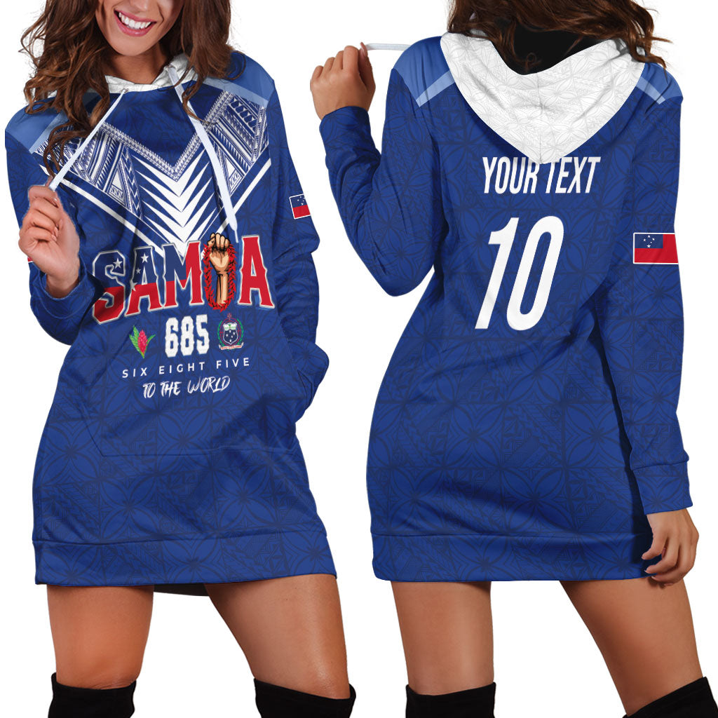 Samoa Rugby Custom Hoodie Dress Six Eight Five to The World - Pacific Motif