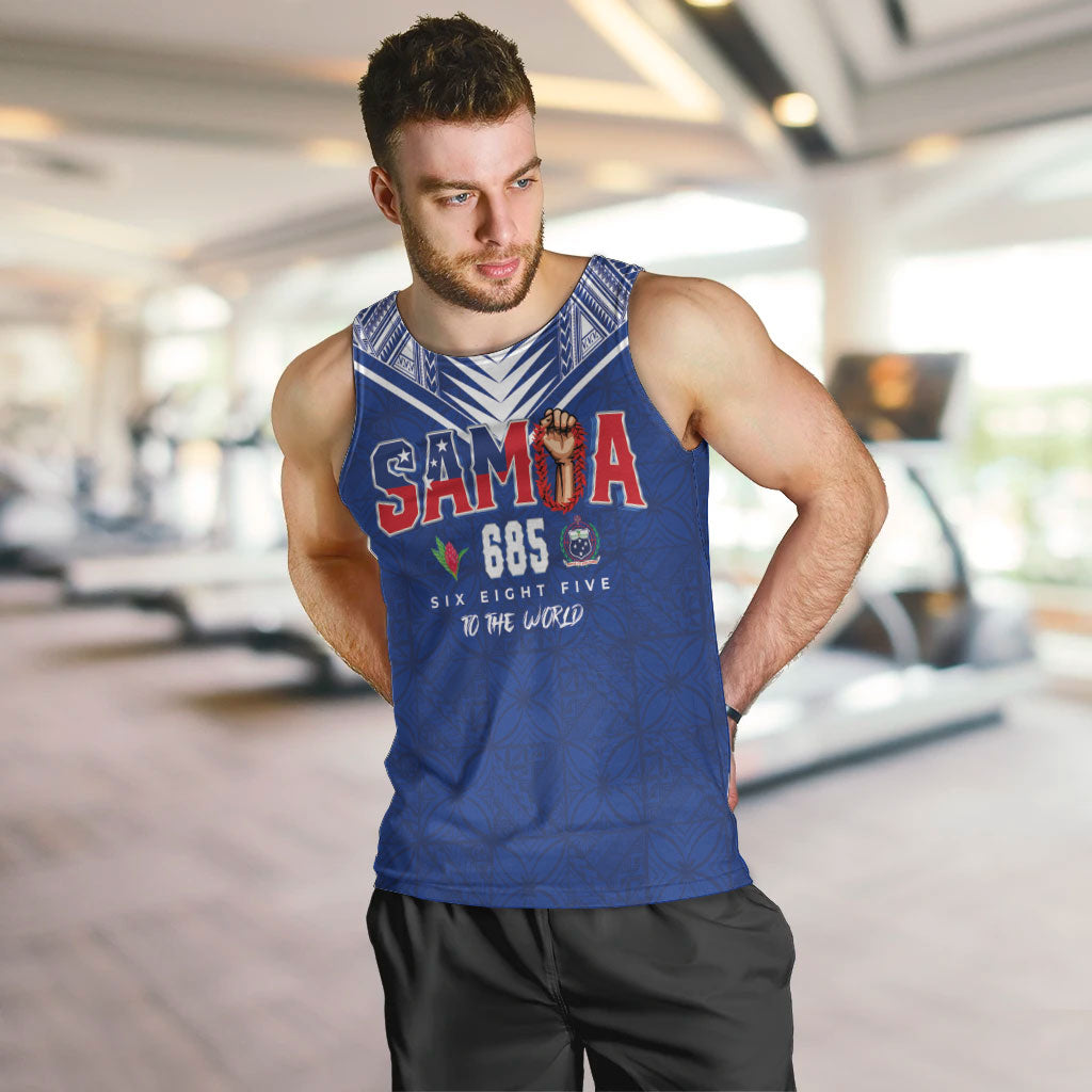 Samoa Rugby Custom Men Tank Top Six Eight Five to The World - Pacific Motif