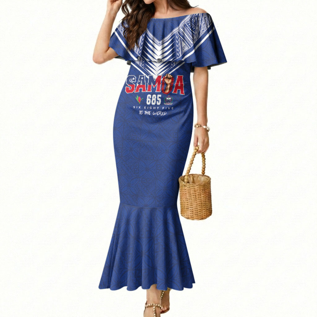 Samoa Rugby Custom Mermaid Dress Six Eight Five to The World - Pacific Motif LT03 Women Multicolor - Polynesian Pride