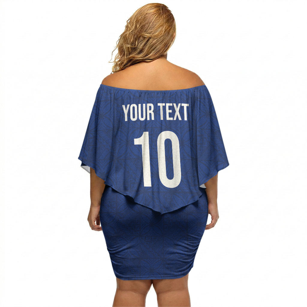 Samoa Rugby Custom Off Shoulder Short Dress Six Eight Five to The World - Pacific Motif
