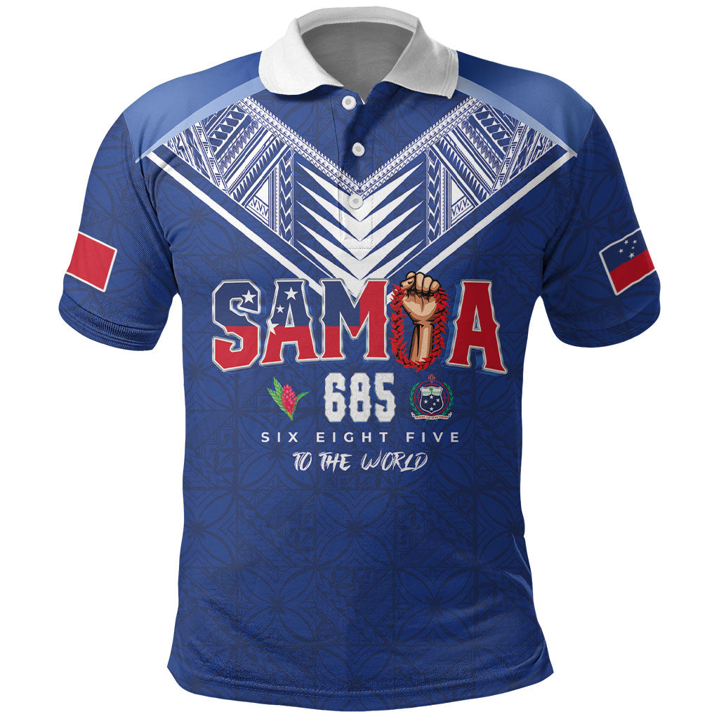Samoa Rugby Custom Polo Shirt Six Eight Five to The World - Pacific Motif
