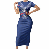 Samoa Rugby Custom Short Sleeve Bodycon Dress Six Eight Five to The World - Pacific Motif