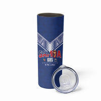 Samoa Rugby Custom Skinny Tumbler Six Eight Five to The World - Pacific Motif