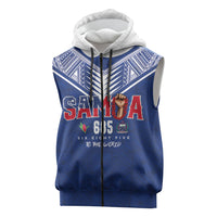 Samoa Rugby Custom Sleeveless Zip Hoodie Six Eight Five to The World - Pacific Motif