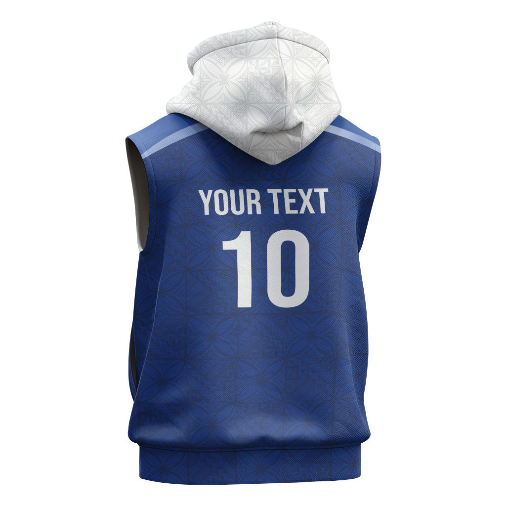 Samoa Rugby Custom Sleeveless Zip Hoodie Six Eight Five to The World - Pacific Motif