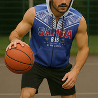 Samoa Rugby Custom Sleeveless Zip Hoodie Six Eight Five to The World - Pacific Motif