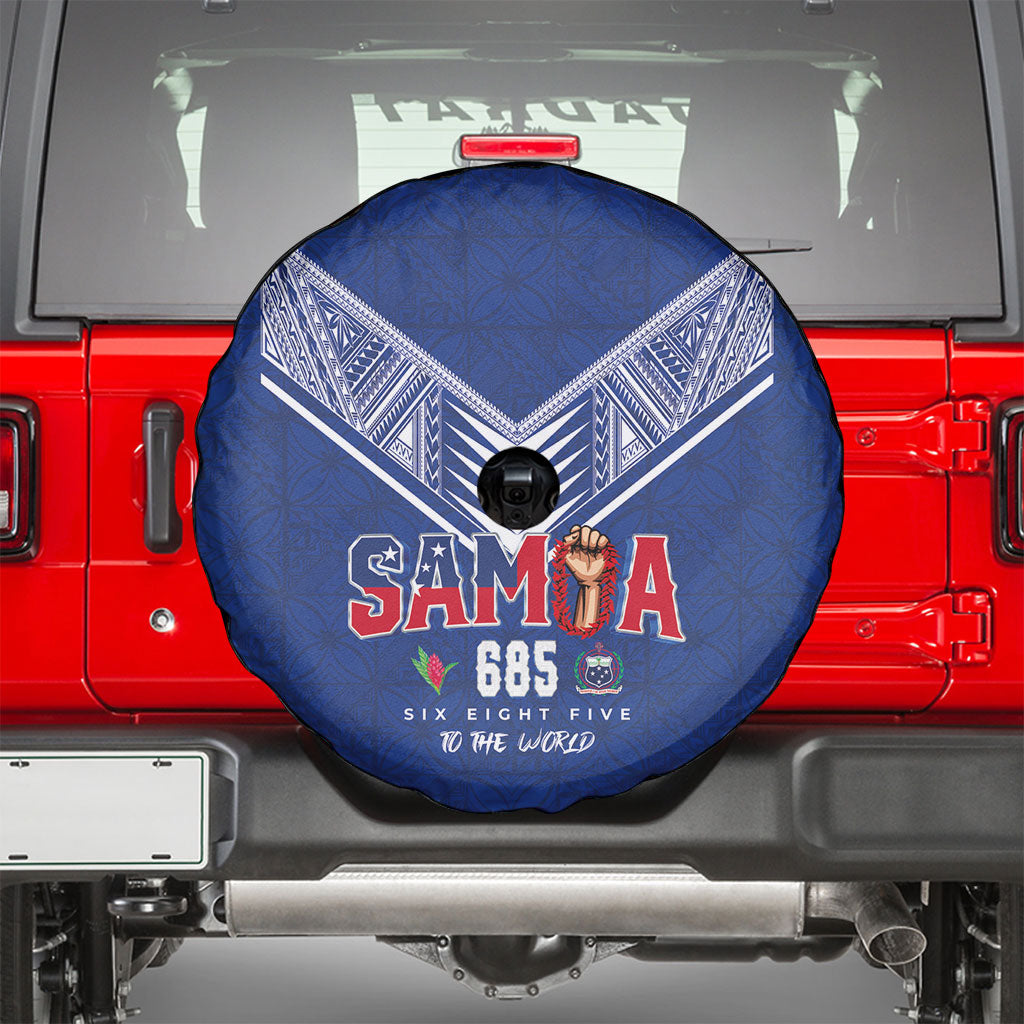 Samoa Rugby Spare Tire Cover Six Eight Five to The World - Pacific Motif