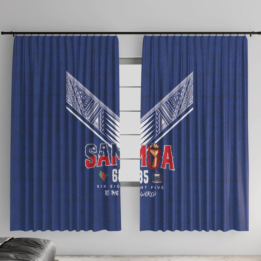 Samoa Rugby Window Curtain Six Eight Five to The World - Pacific Motif