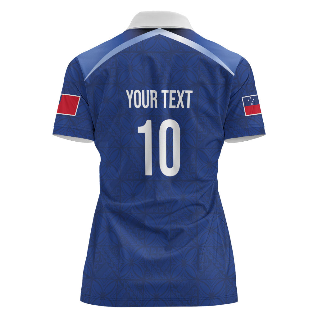 Samoa Rugby Custom Women Polo Shirt Six Eight Five to The World - Pacific Motif