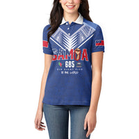 Samoa Rugby Custom Women Polo Shirt Six Eight Five to The World - Pacific Motif