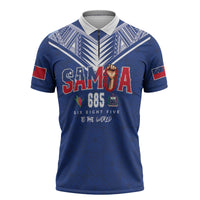 Samoa Rugby Custom Zipper Polo Shirt Six Eight Five to The World - Pacific Motif