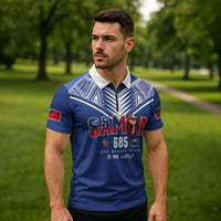 Samoa Rugby Custom Zipper Polo Shirt Six Eight Five to The World - Pacific Motif