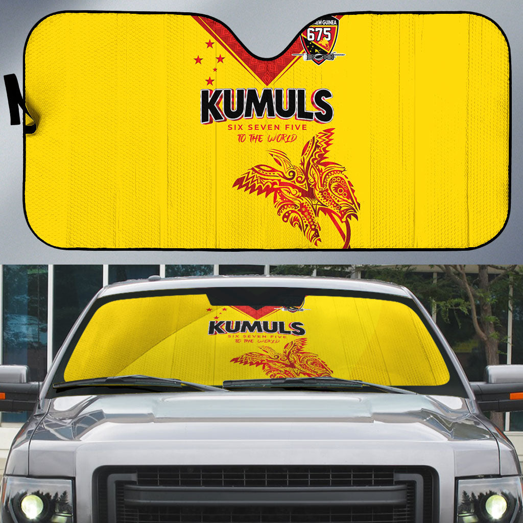 Papua New Guinea Rugby Auto Sun Shade Six Seven Five to The World - Melanesian Pattern